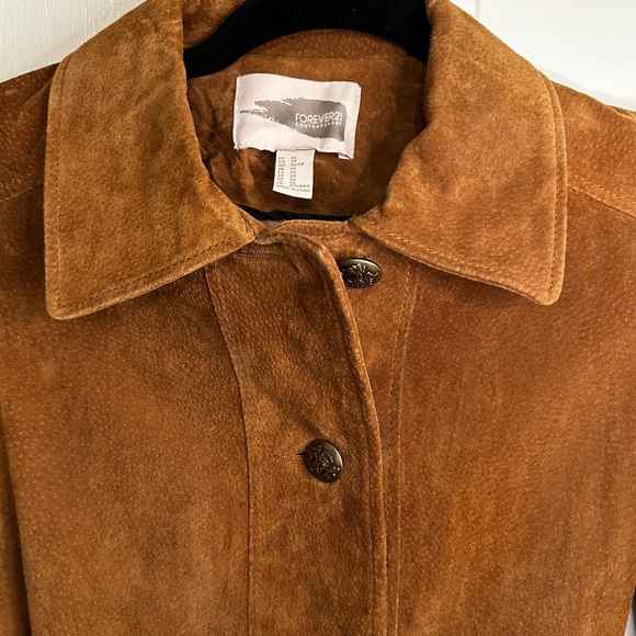 Genuine Suede Leather Belted Jacket Trench Coat - Picture 3 of 16